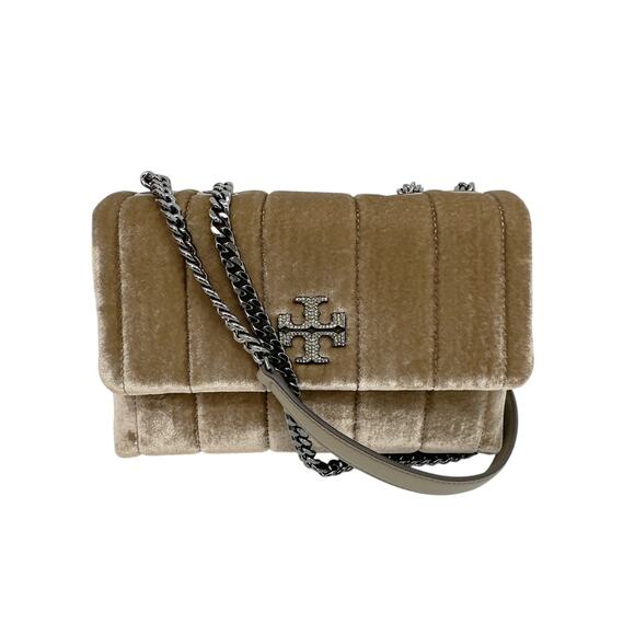 TORY BURCH Kira Small Convertible Quilted Velvet Shoulder Bag - Picture 1 of 15